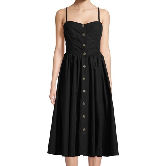 black button front midi dress